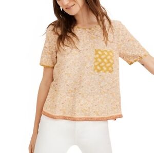 Madewell Floral Boxy Tee in Soft Yellow and Cream
